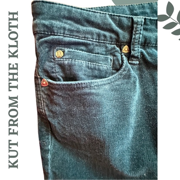 Kut From The Kloth Catherine Corduroy Boyfriend Pants - Jewel Tone Green Size 16 - Picture 9 of 11